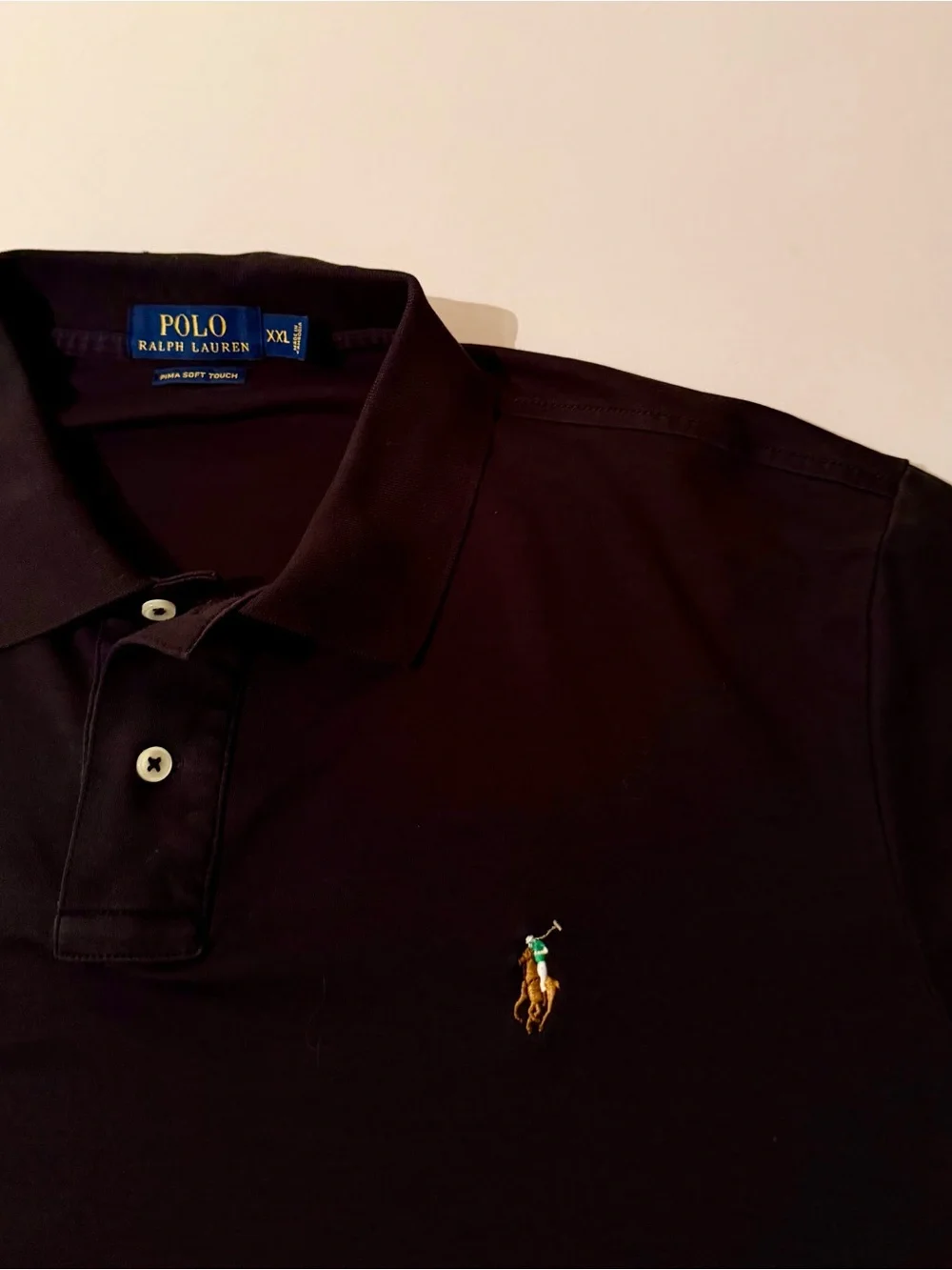 Polo Ralph Lauren Flesh Pony Pima Soft Touch Polo Shirt Men’s Black Classic XXL